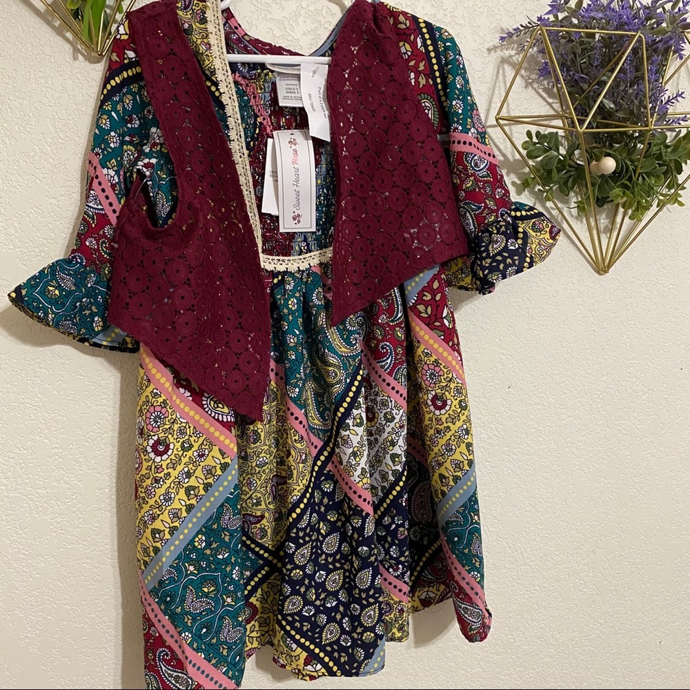 Kids fall dress with vest